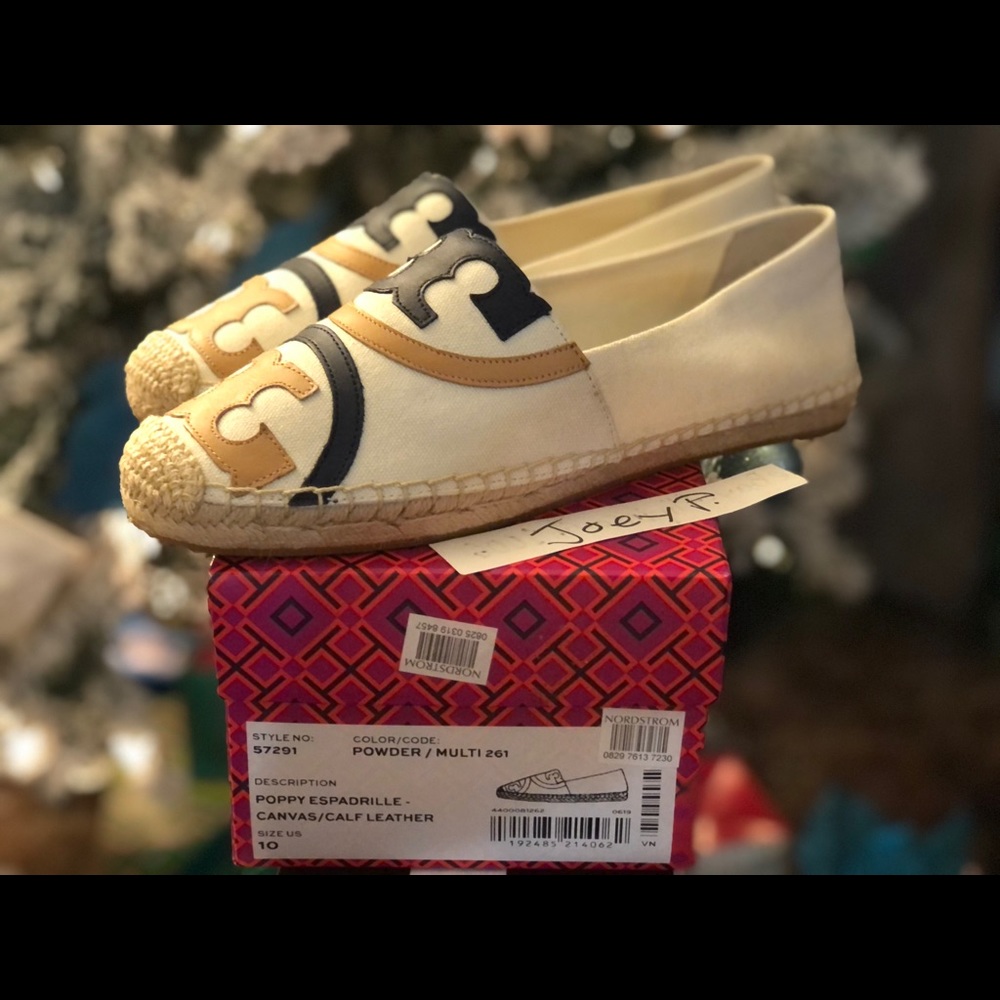 Tory Burch Poppy Espadrille Flats Slip On Sz 10
